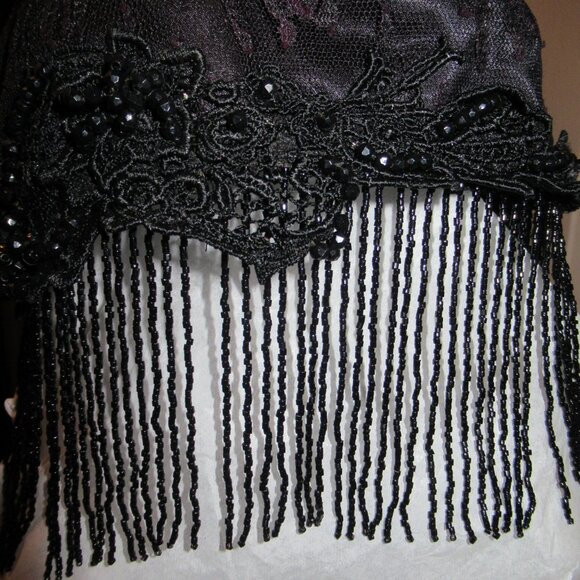 Lorrie Kabala Vintage 1980s Black Lace Bead & Sequin Encrusted Mermaid Gown 10 - Picture 17 of 17